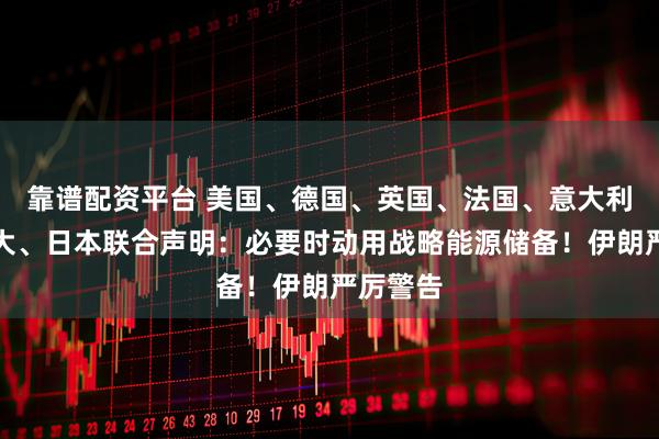 靠谱配资平台 美国、德国、英国、法国、意大利、加拿大、日本联合声明：必要时动用战略能源储备！伊朗严厉警告